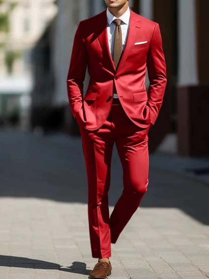 Two-Piece Tailored Fit Single Breasted Wedding Suit For Men