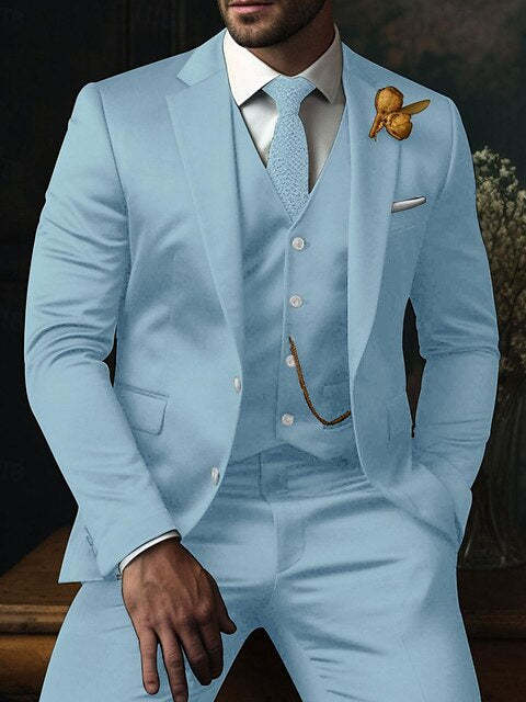 Three-Piece Plaid Wedding Suit For Men Single-Breasted With Two Buttons