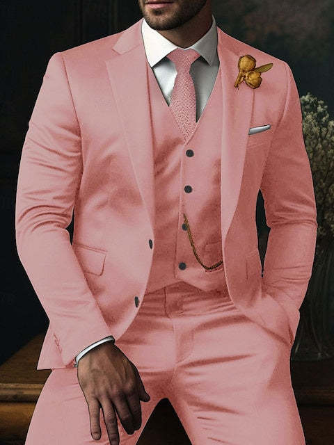 Three-Piece Plaid Wedding Suit For Men Single-Breasted With Two Buttons