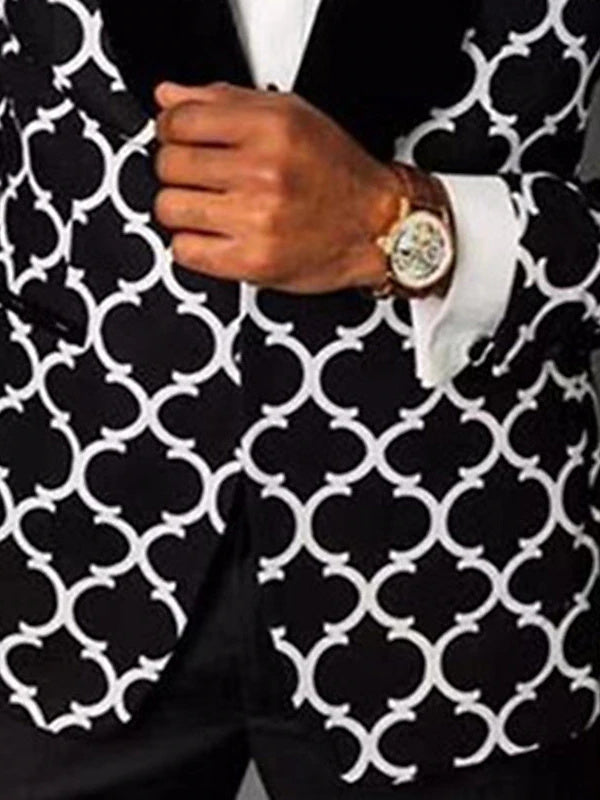 Fashionable Men's Single-Button Checkered Party Suit In Tailored Fit