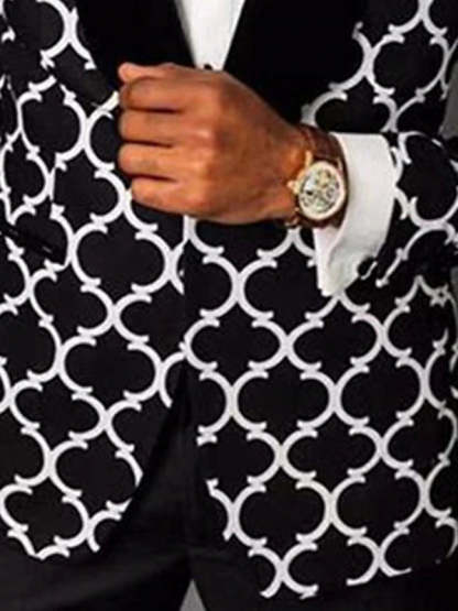 Fashionable Men's Single-Button Checkered Party Suit In Tailored Fit