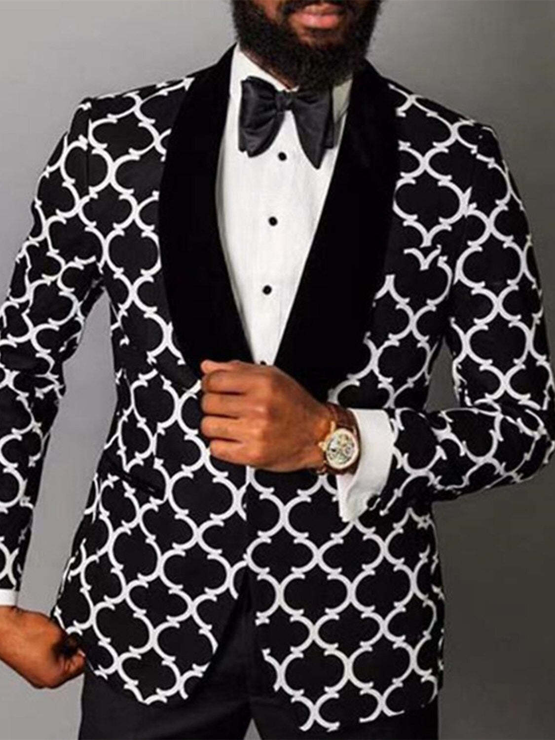 Fashionable Men's Single-Button Checkered Party Suit In Tailored Fit