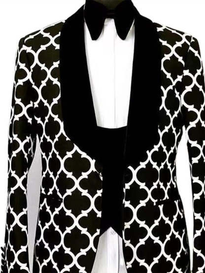 Fashionable Men's Single-Button Checkered Party Suit In Tailored Fit