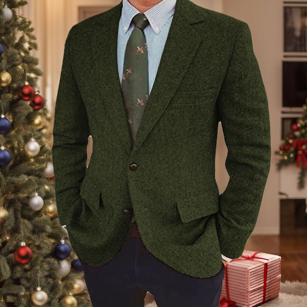 Vintage Herringbone Tweed Winter Blazer For Men In Regular And Plus Sizes