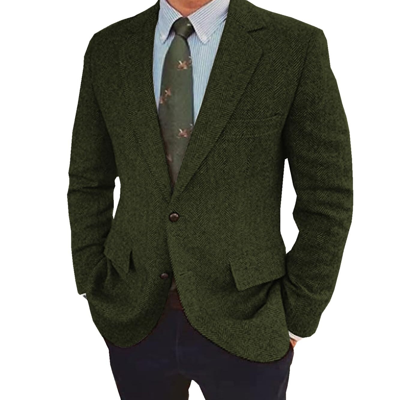 Vintage Herringbone Tweed Winter Blazer For Men In Regular And Plus Sizes