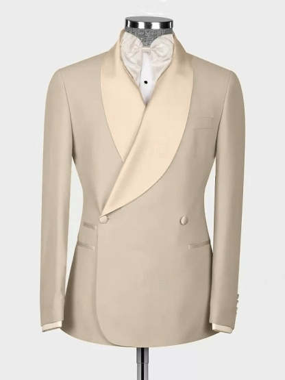 Tailored Fit Double Breasted Two-Button 2 Piece Suits For Men's Wedding And Prom In Solid Colors