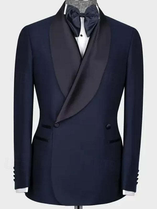Tailored Fit Double Breasted Two-Button 2 Piece Suits For Men's Wedding And Prom In Solid Colors