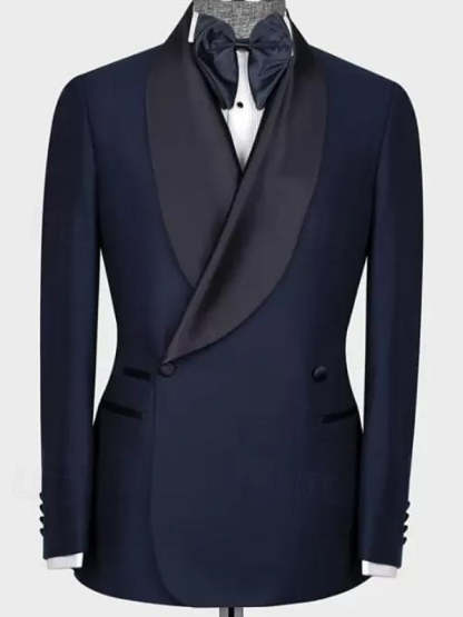 Tailored Fit Double Breasted Two-Button 2 Piece Suits For Men's Wedding And Prom In Solid Colors