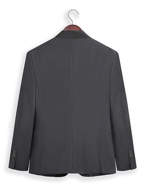 Plus Size Men's Two-Button Single Breasted Solid Colored Business Wedding Suit Set