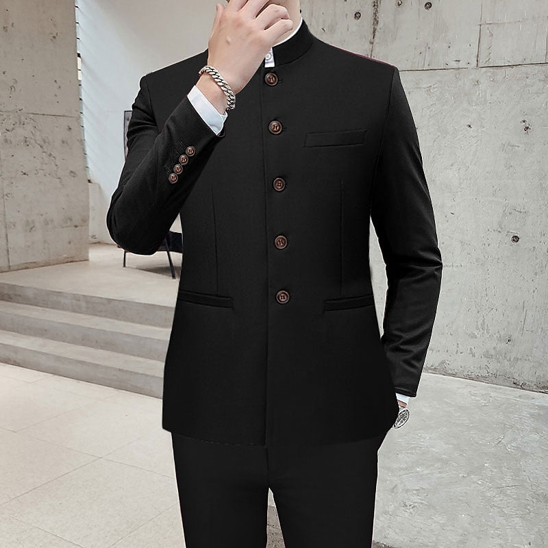 Standard Fit Two-Button Single Breasted Solid Colored Men's Wedding Suit Set