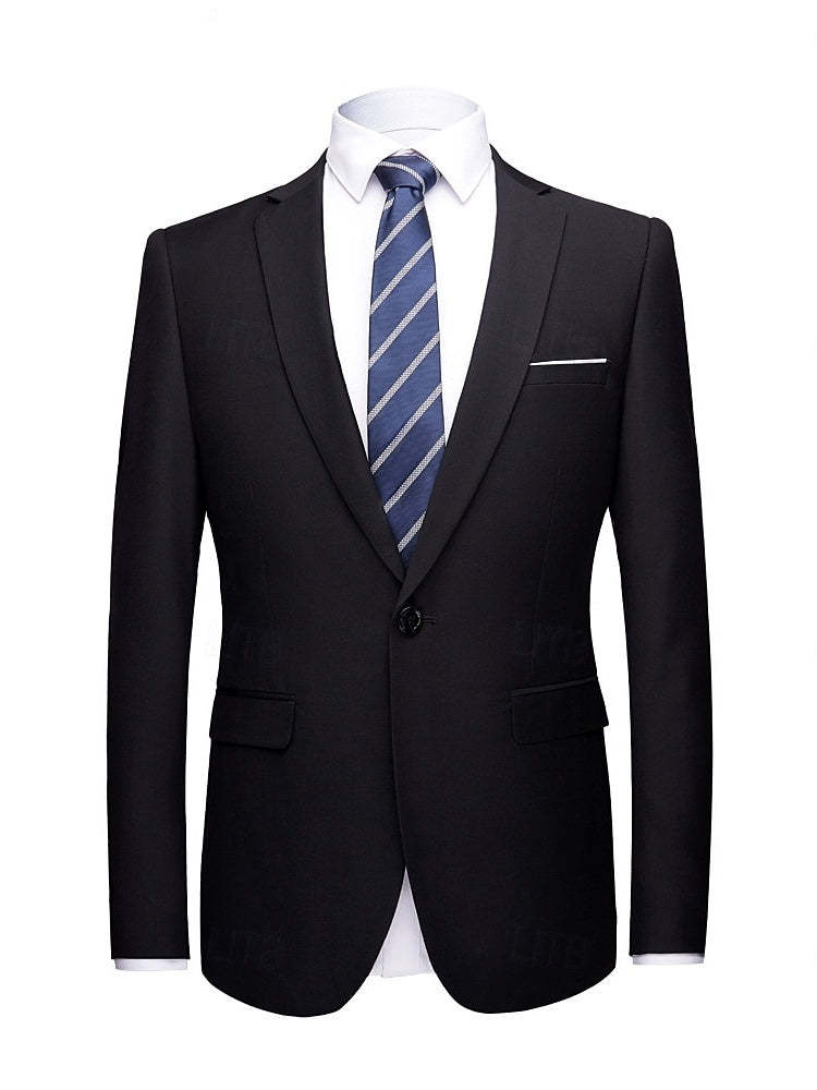 Single-Button Casual Blazer Jacket For Men In Solid Colors Tailored Fit