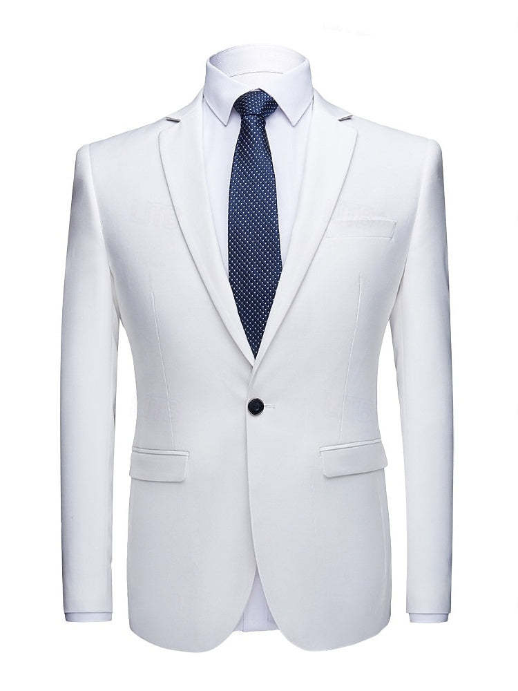 Single-Button Casual Blazer Jacket For Men In Solid Colors Tailored Fit