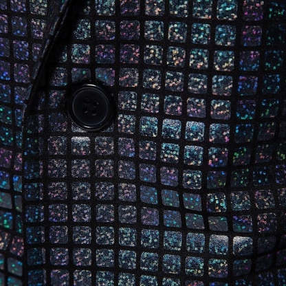 Standard Fit Punk Plaid Two-Button Prom Suit For Men’S Evening Wear