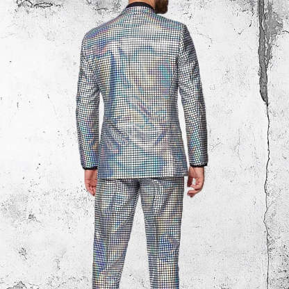 Standard Fit Punk Plaid Two-Button Prom Suit For Men’S Evening Wear