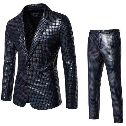 Standard Fit Punk Plaid Two-Button Prom Suit For Men’S Evening Wear