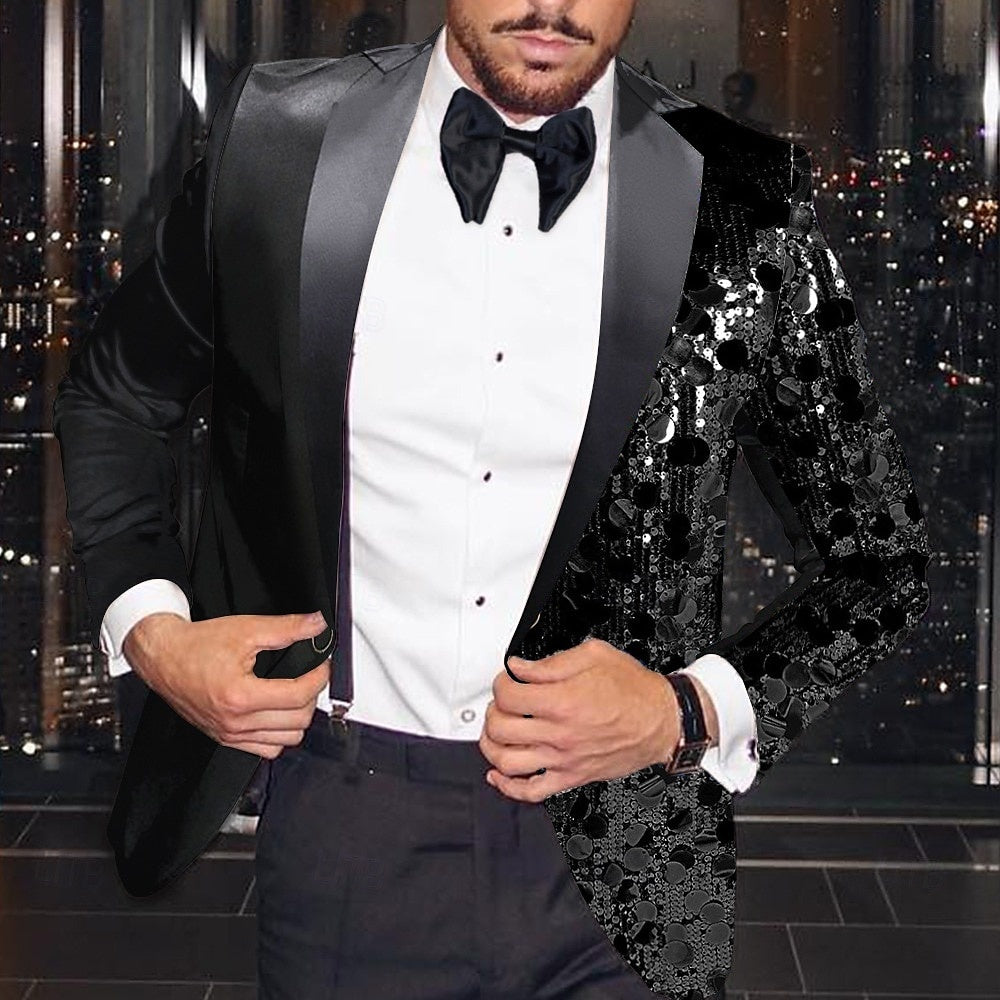 Single-Button Sequin Disco Blazer For Men In Regular Tailored Fit