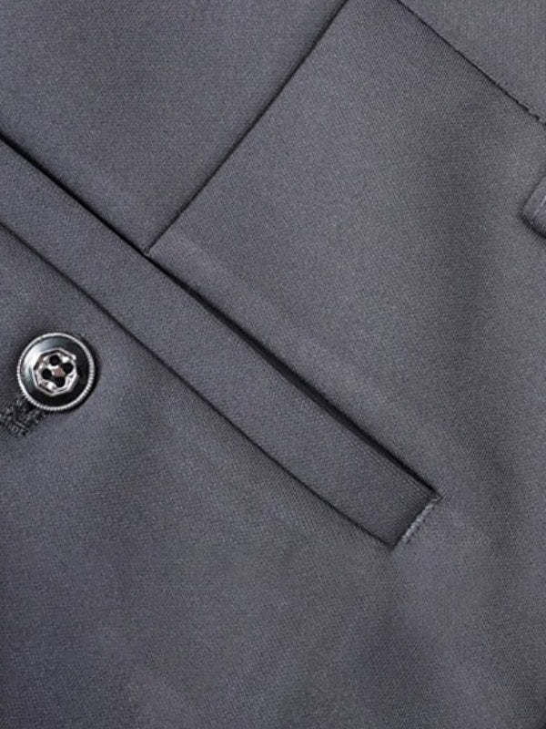 Men's Thick Long Solid Color High Elasticity Warm Pants In Black Gray