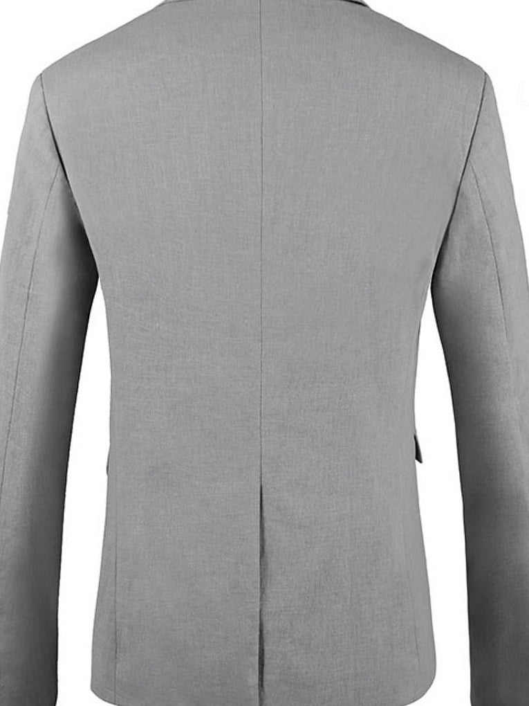 Casual Men's Tailored Fit Linen Blazer With Two Buttons