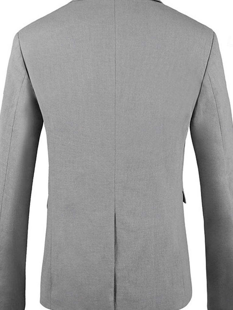Casual Men's Tailored Fit Linen Blazer With Two Buttons