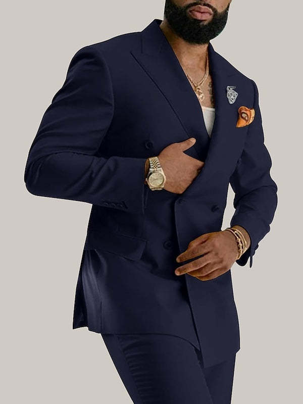 Double Breasted Six-Button Business Suit For Men - 2 Piece Wedding & Prom Attire