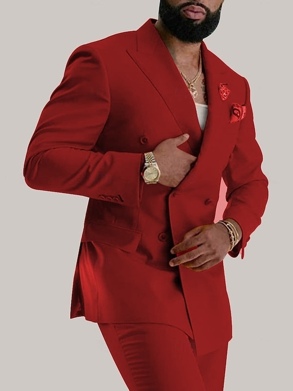 Double Breasted Six-Button Business Suit For Men - 2 Piece Wedding & Prom Attire