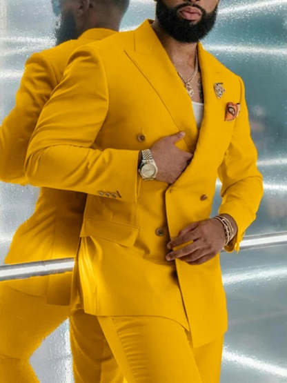 Double Breasted Six-Button Business Suit For Men - 2 Piece Wedding & Prom Attire