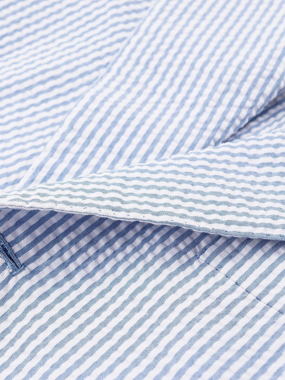 Standard Fit Single Breasted One-Button Blue Seersucker Pinstripe Men's Beach Wedding Suit 2 Piece