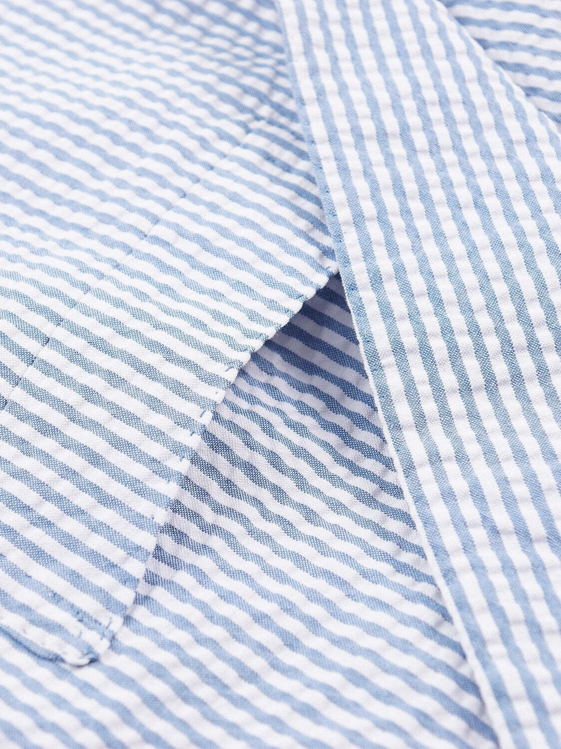 Standard Fit Single Breasted One-Button Blue Seersucker Pinstripe Men's Beach Wedding Suit 2 Piece