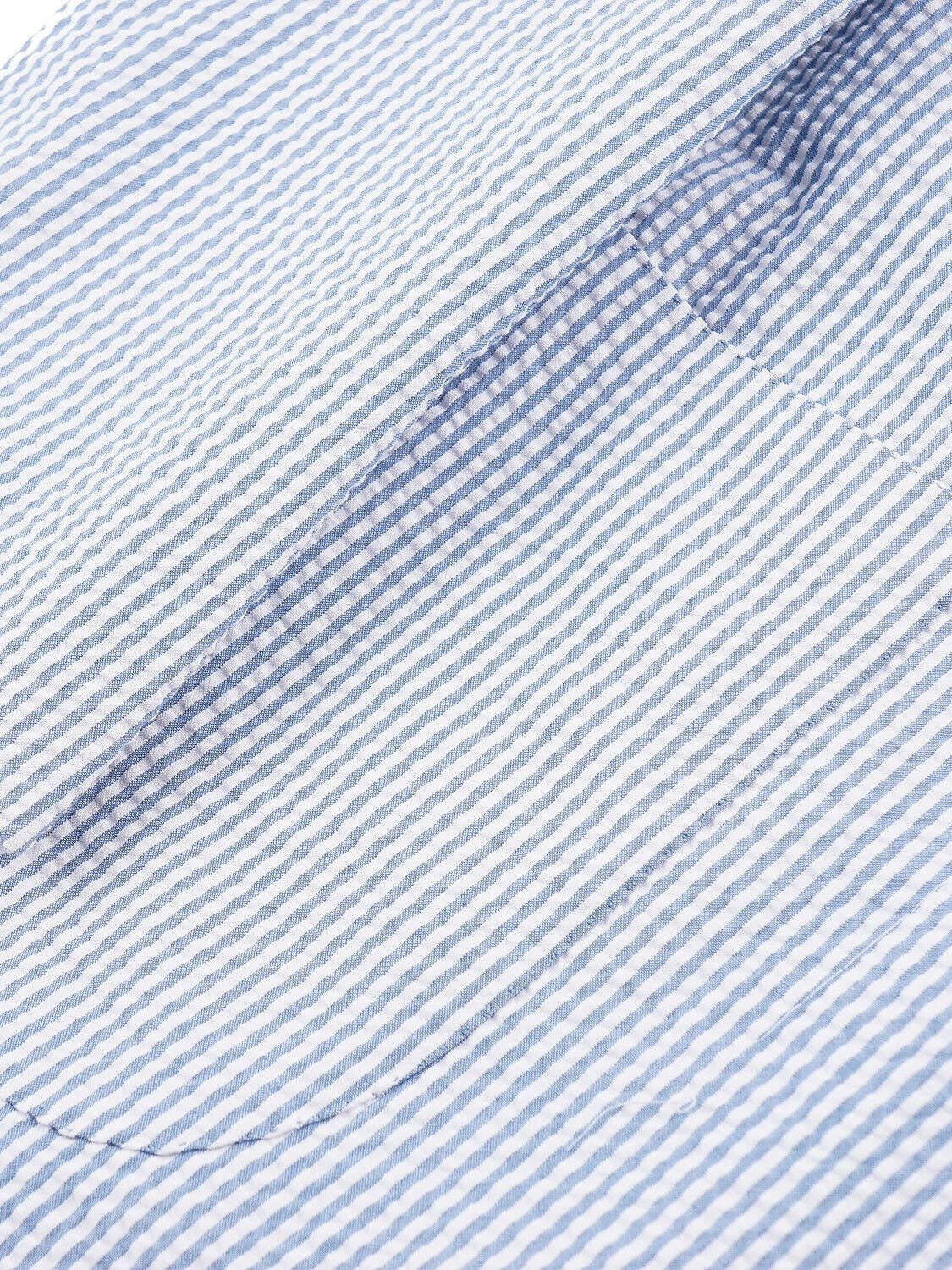 Standard Fit Single Breasted One-Button Blue Seersucker Pinstripe Men's Beach Wedding Suit 2 Piece