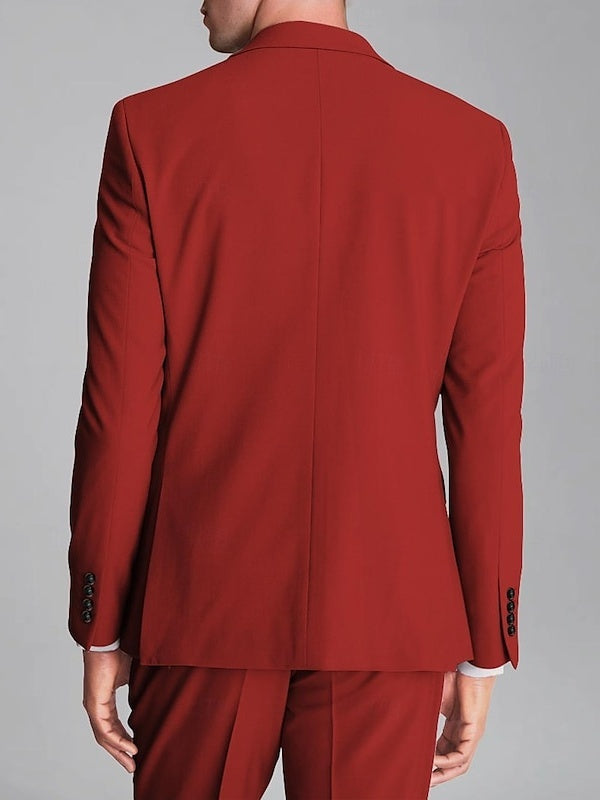 Men's 3-Piece Single-Breasted Two-Button Tailored Fit Wedding Party Suits