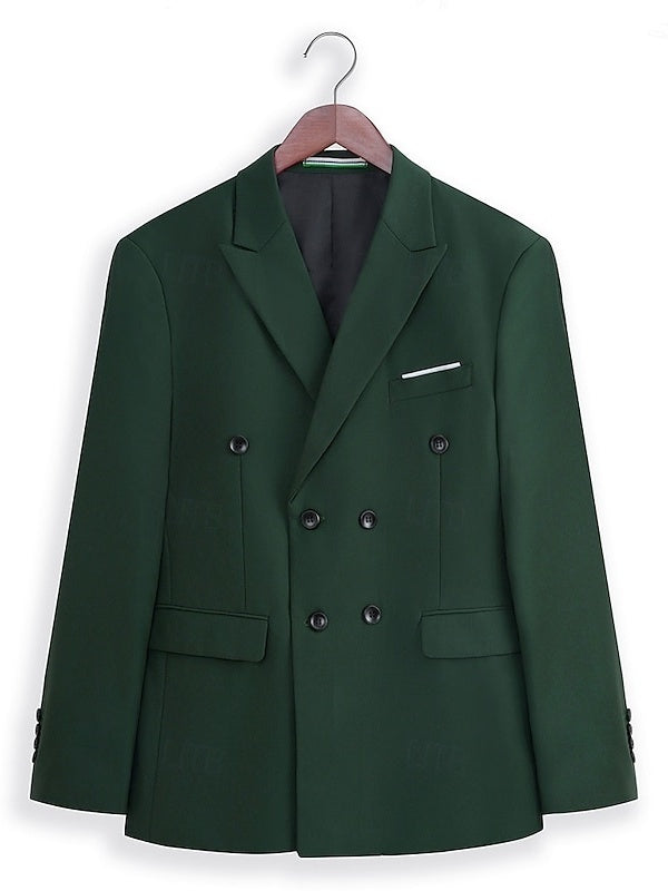 Daily Tailored Fit Double Breasted Six-Button Wedding Suit For Plus Size Men