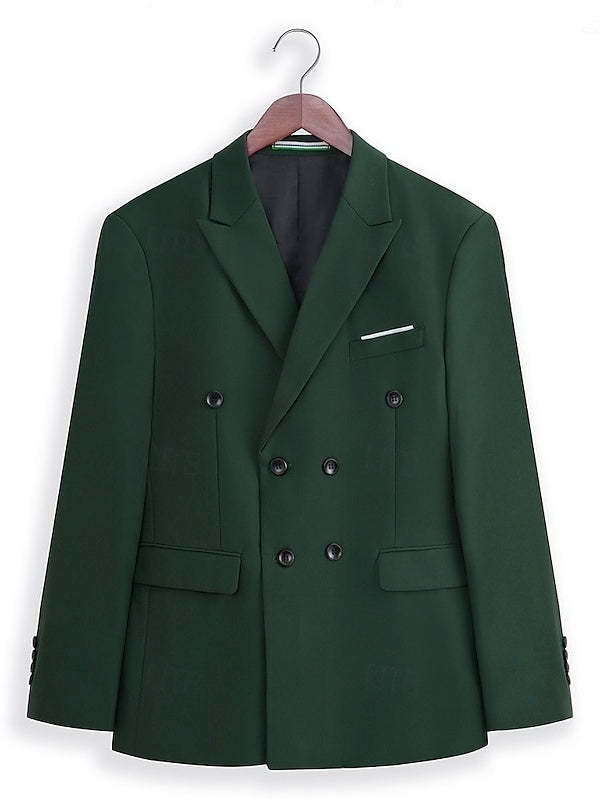 Daily Tailored Fit Double Breasted Six-Button Wedding Suit For Plus Size Men