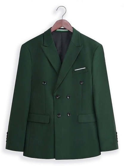 Daily Tailored Fit Double Breasted Six-Button Wedding Suit For Plus Size Men