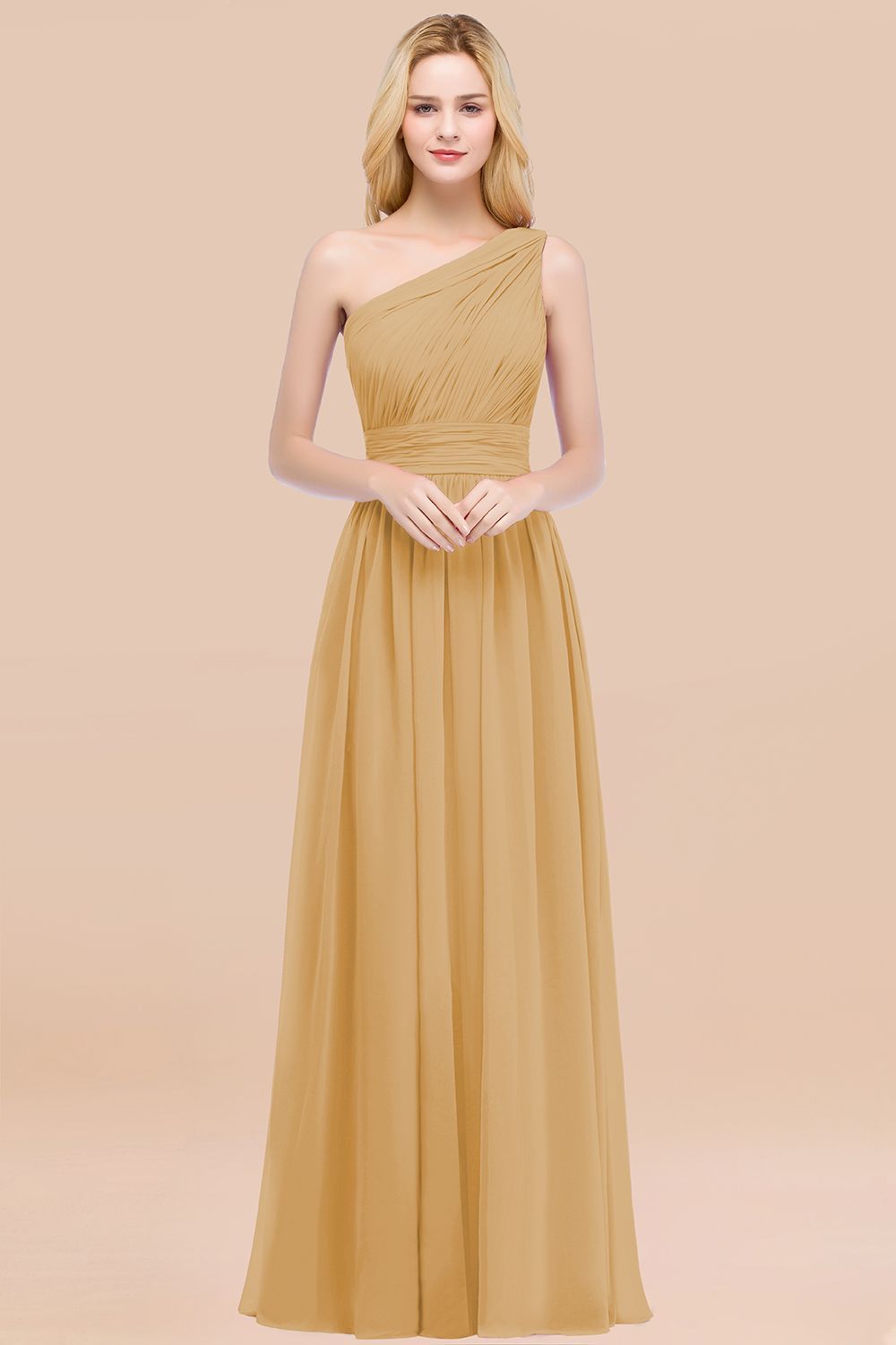 BMbridal Chic One-shoulder Sleeveless Burgundy Chiffon Bridesmaid Dresses Online-BMbridal