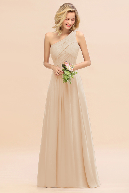 BMbridal Chic One Shoulder Ruffle Grape Chiffon Bridesmaid Dresses Online-BMbridal