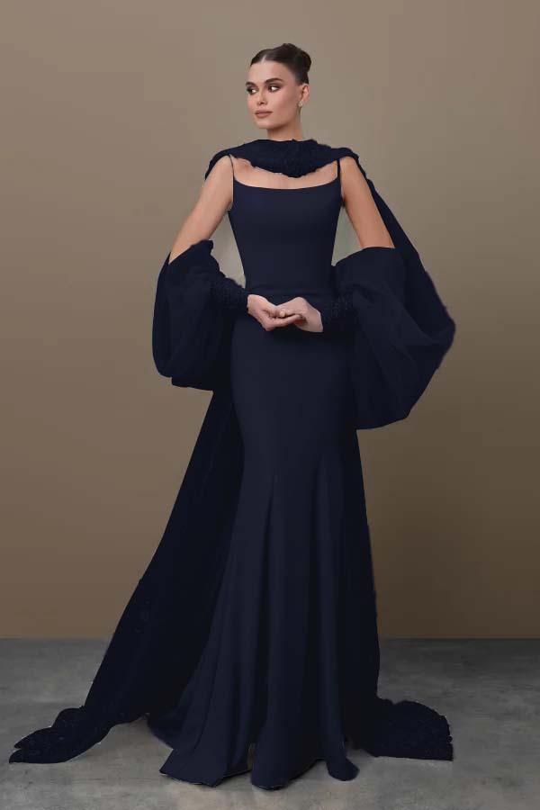 Spaghetti Strap Sleeveless Long Mermaid Prom Dress With Sequins