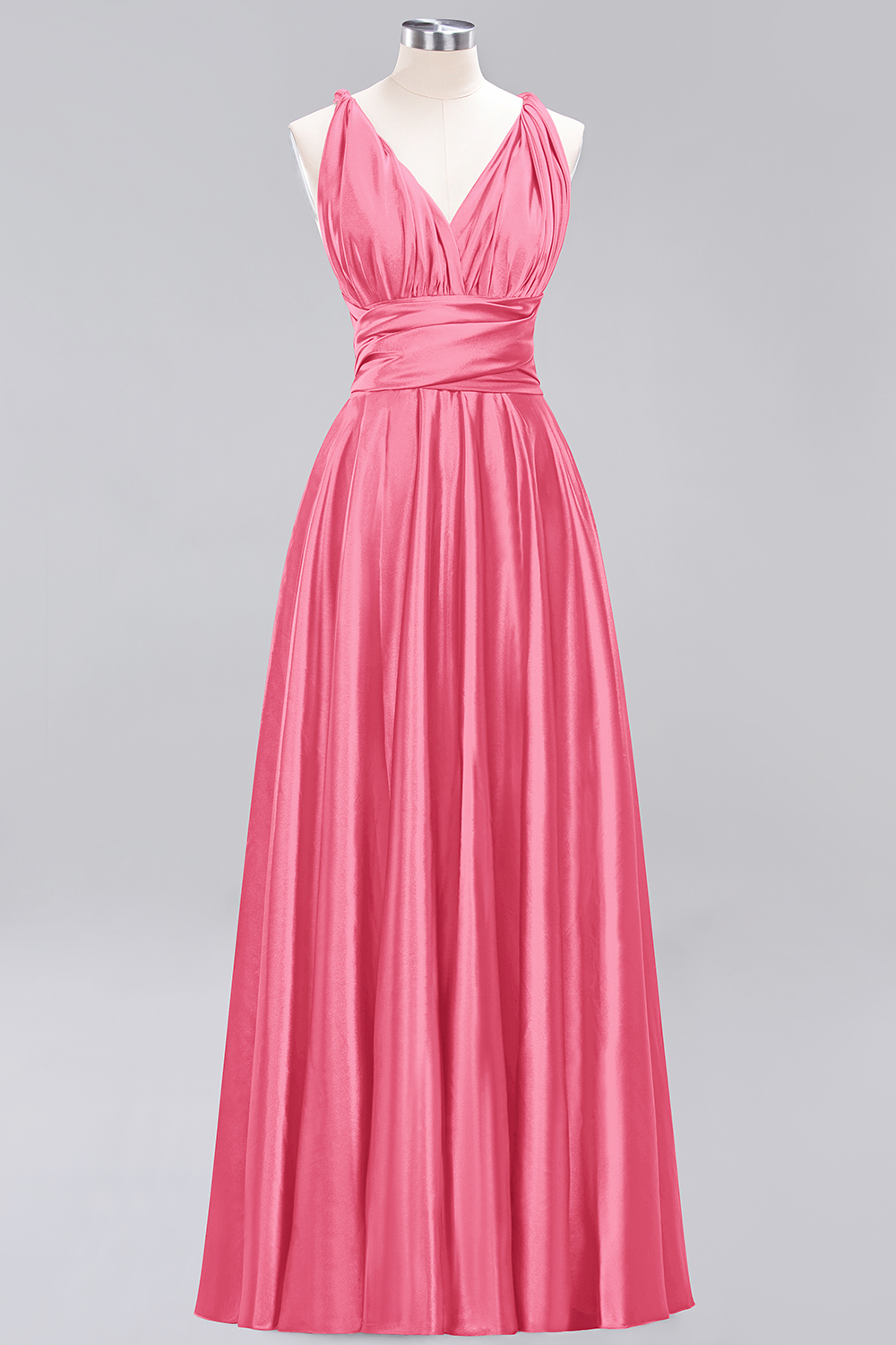 BMbridal Chic Burgundy Satin Long Bridesmaid Dresses With One Shoulder-BMbridal