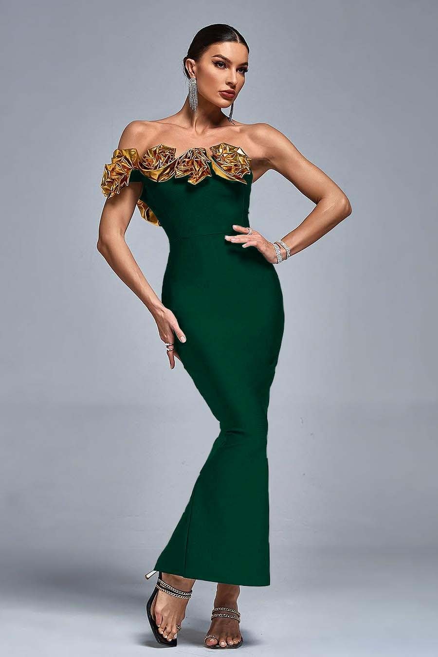 One Shoulder Sleeveless Long Mermaid Prom Dress With Pleated