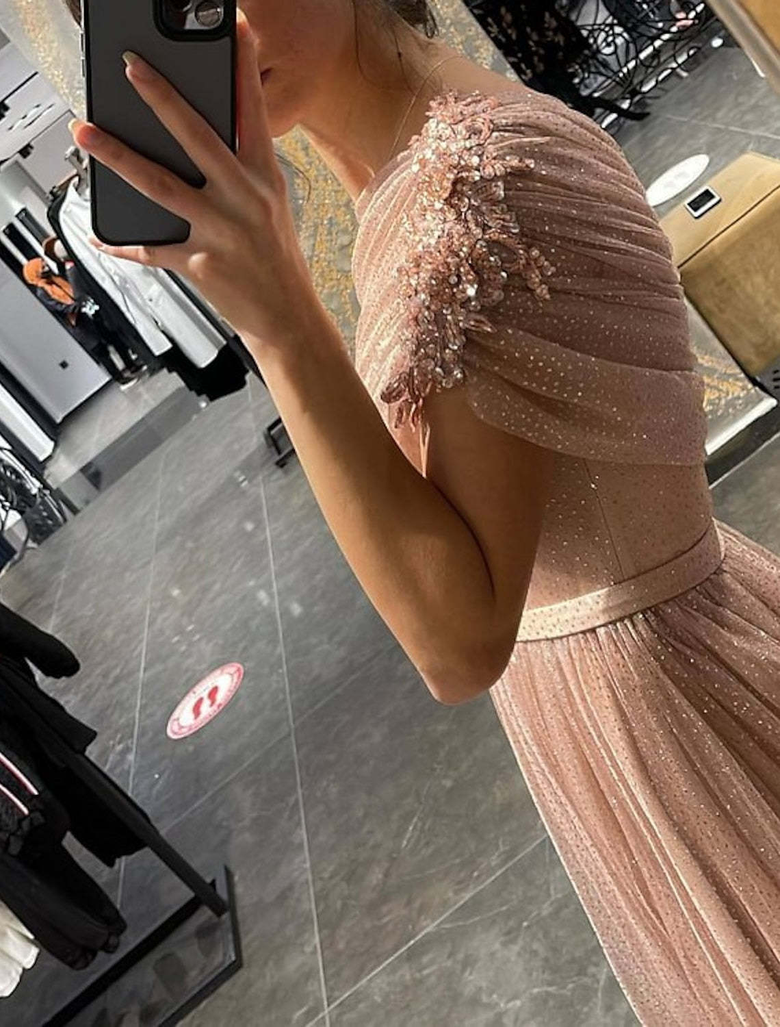 One-Shoulder Long A-Line Princess Prom Dresses Featuring Sequins