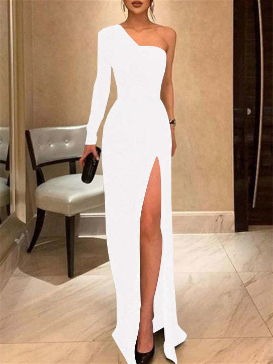 One-Shoulder Floor-Length Sheath/Column Prom Gown