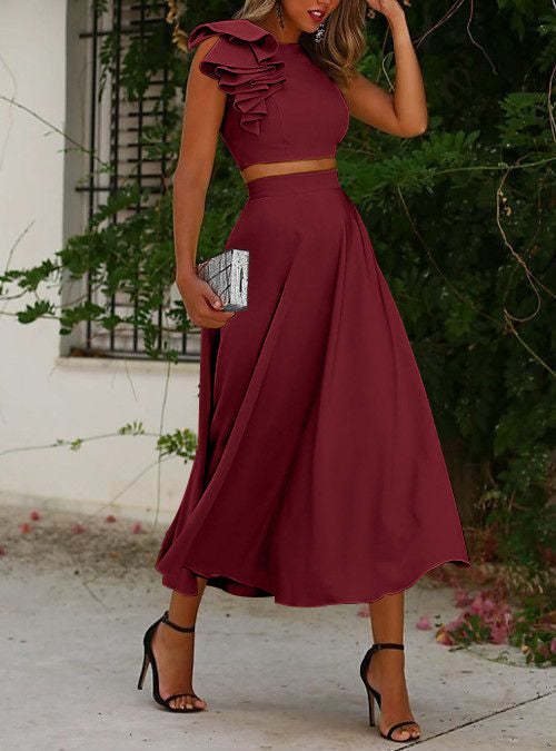 Princess Scoop A-Line Tea-Length Prom Dresses