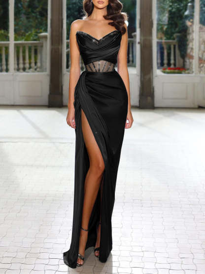 Strapless Floor-length Sheath/Column Prom Dresses