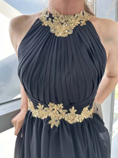 Floor-Length Halter Neck Evening Dress in A-Line/Princess Style