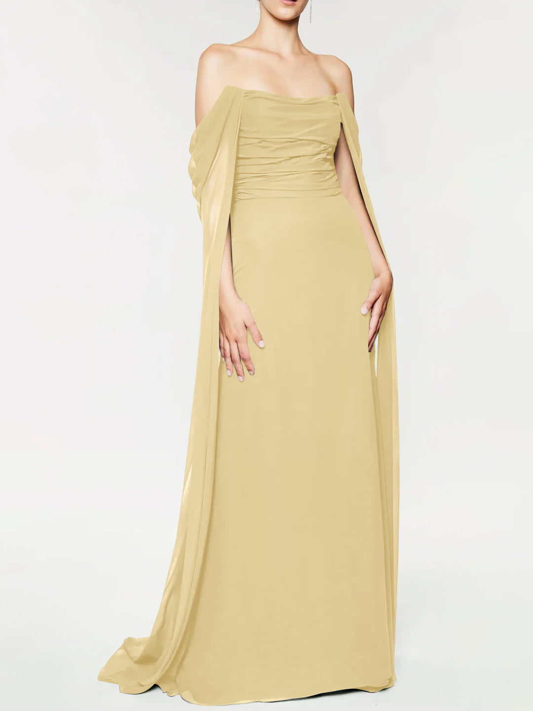 Strapless Sleeveless A-Line Princess Evening Gown with Floor-Length Watteau Train