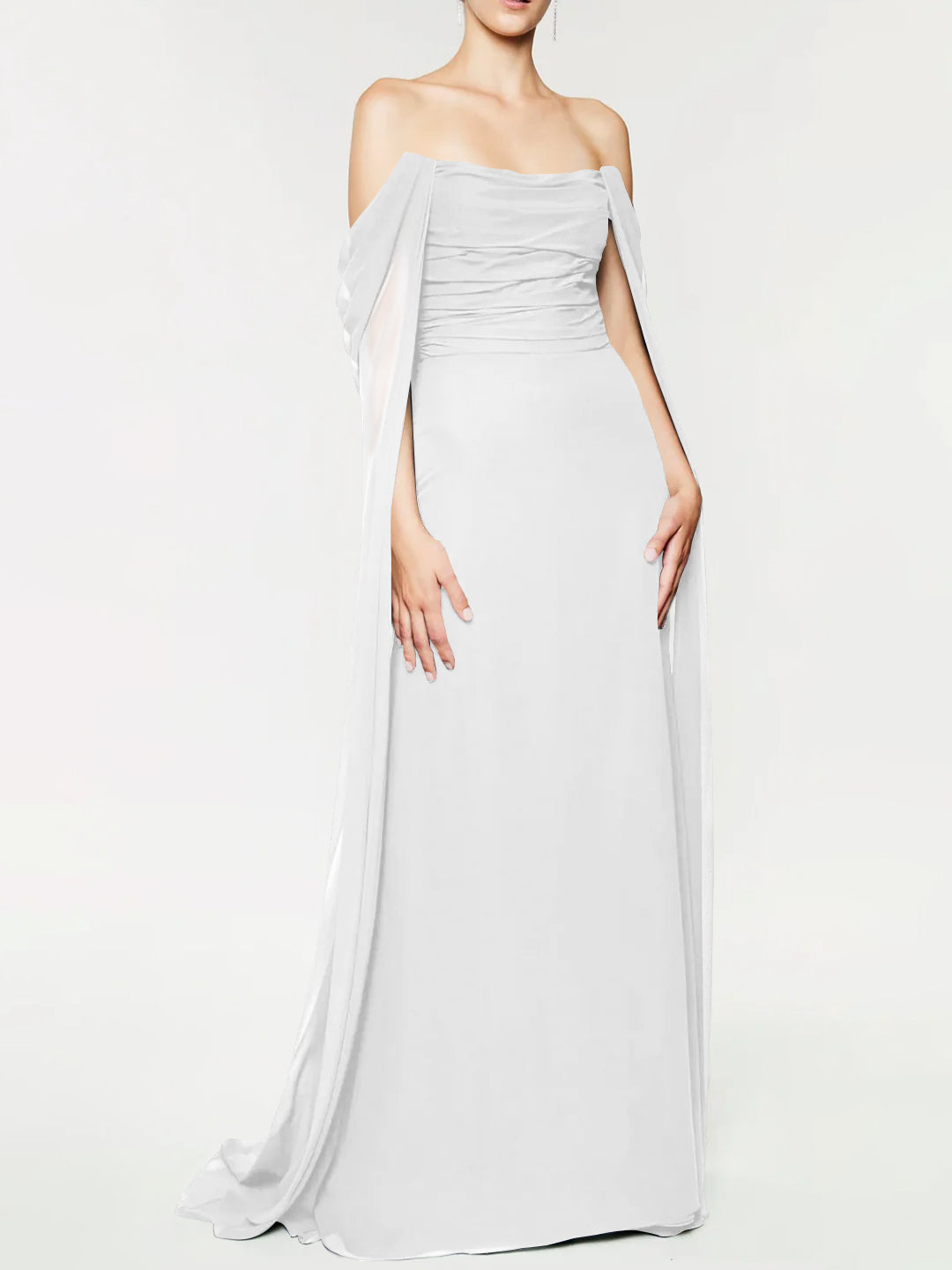 Strapless Sleeveless A-Line Princess Evening Gown with Floor-Length Watteau Train