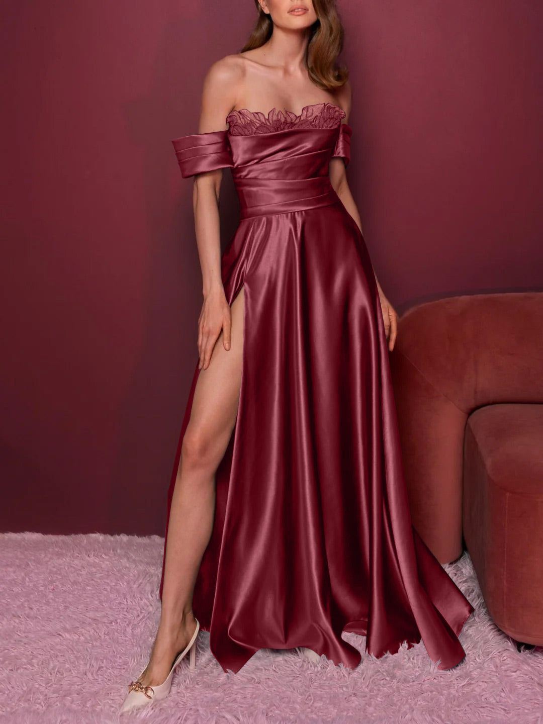 Strapless Sleeveless A-Line Princess Evening Dress with Applique in Floor-Length