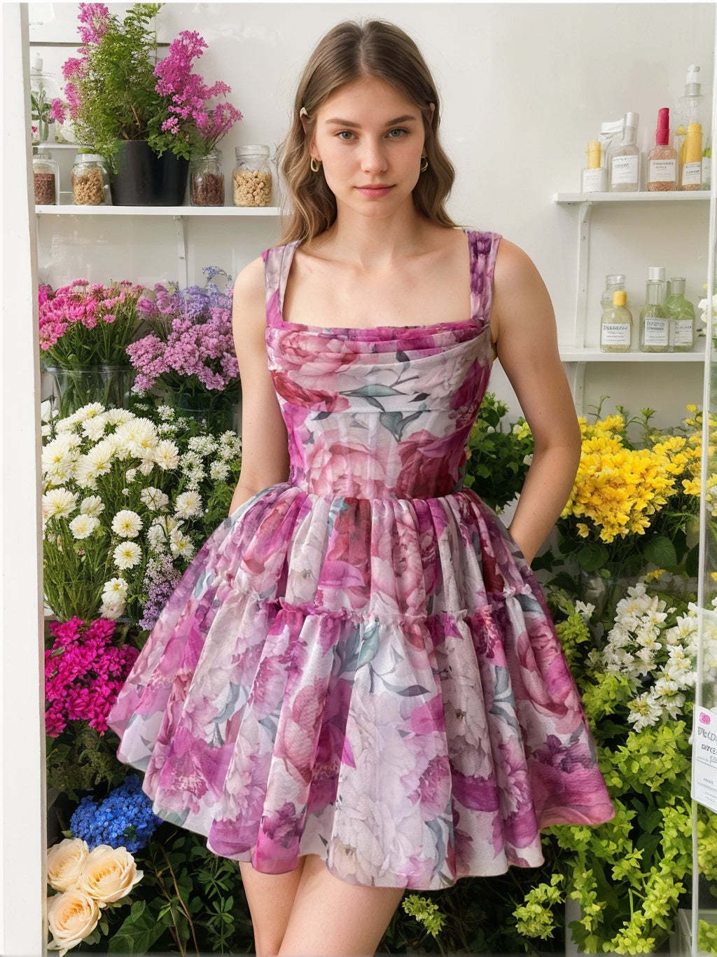 Sleeveless Mini A-Line Princess Prom Dress with Off-the-Shoulder Applique