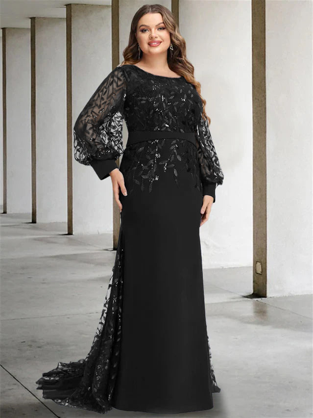 Plus Size Floor-Length Sequined Mermaid/Trumpet Gown for the Mother of the Bride