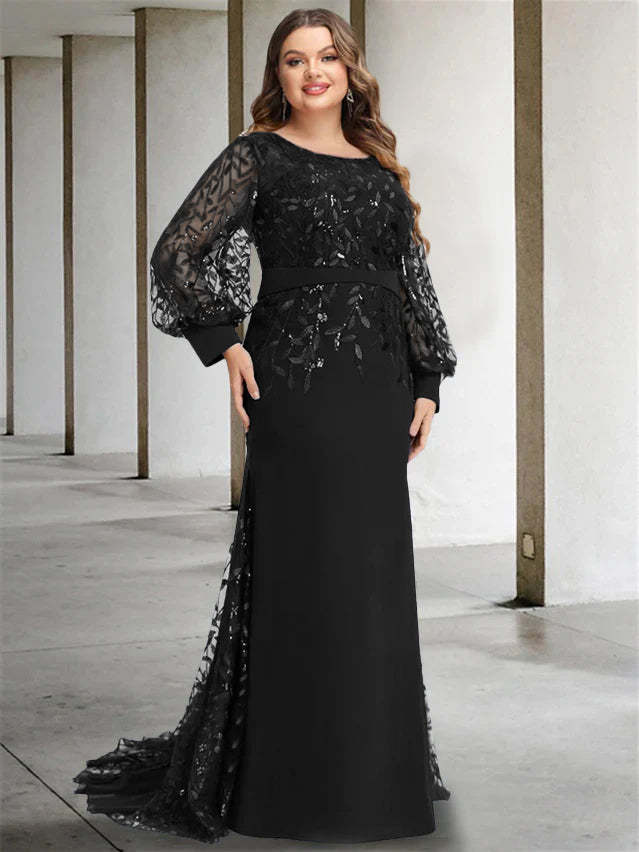 Plus Size Floor-Length Sequined Mermaid/Trumpet Gown for the Mother of the Bride