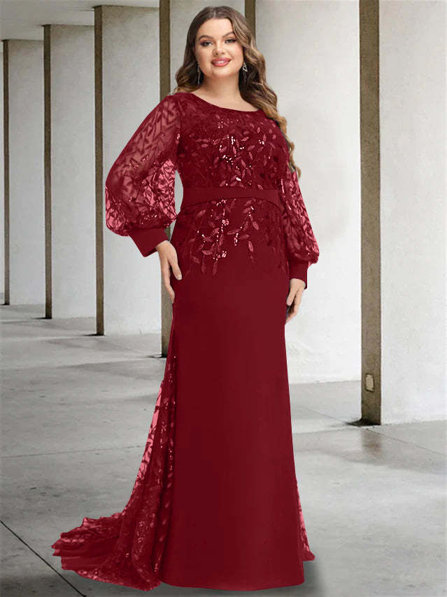 Plus Size Floor-Length Sequined Mermaid/Trumpet Gown for the Mother of the Bride